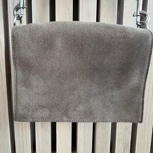 AllSaints Taupe Soft Suede Shoulder Bag